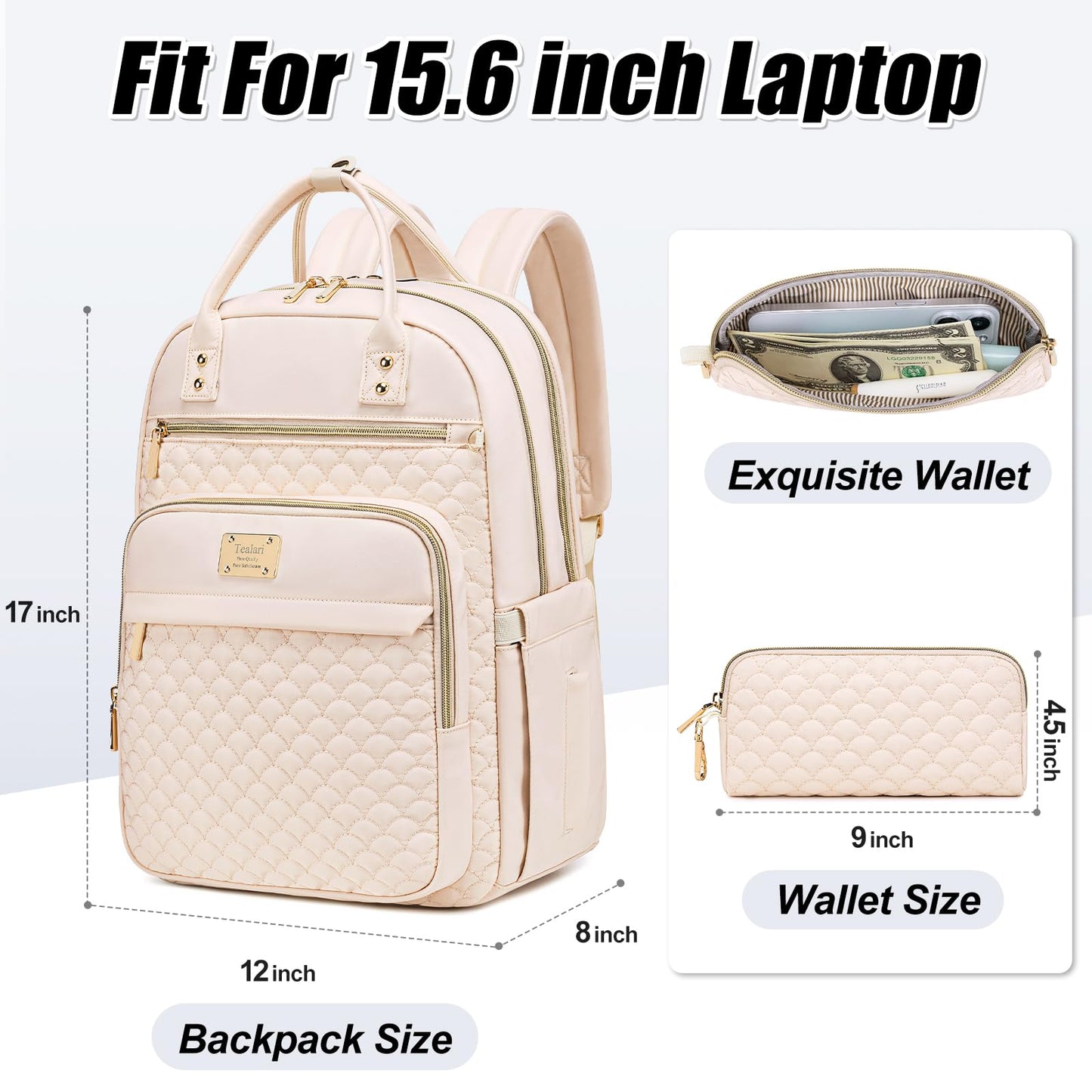 Tealari Women’s 15.6″ Laptop Backpack – Pink
