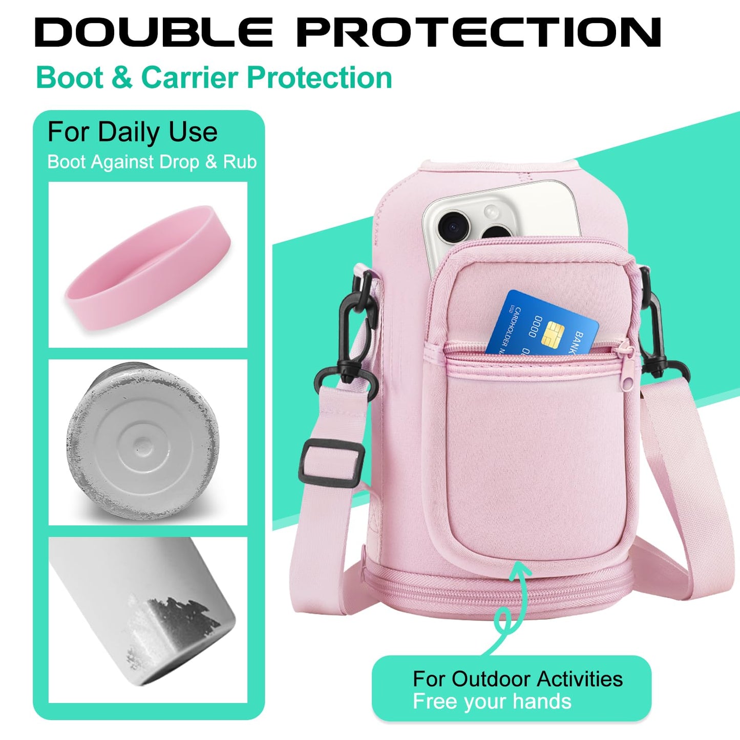 Half Gallon Insulated Water Bottle with Straw Pink