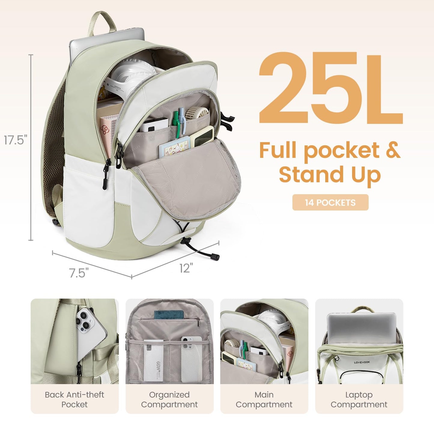 15.6'' Waterproof Laptop Backpack – Lightweight Travel & Work Bag