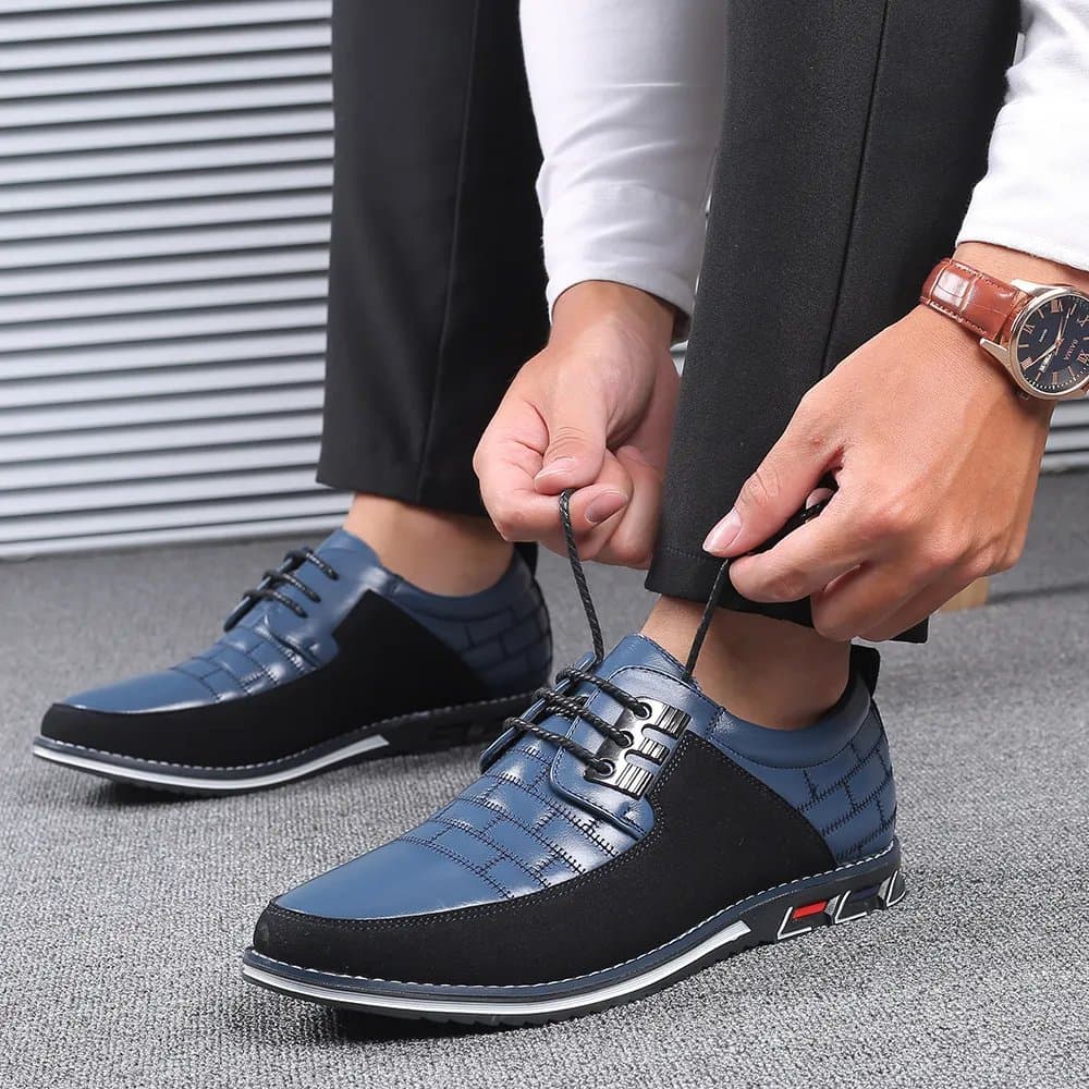 Men's Casual Lace-Up Leather Shoes, Size 48