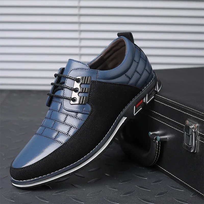 Men's Casual Lace-Up Leather Shoes, Size 48