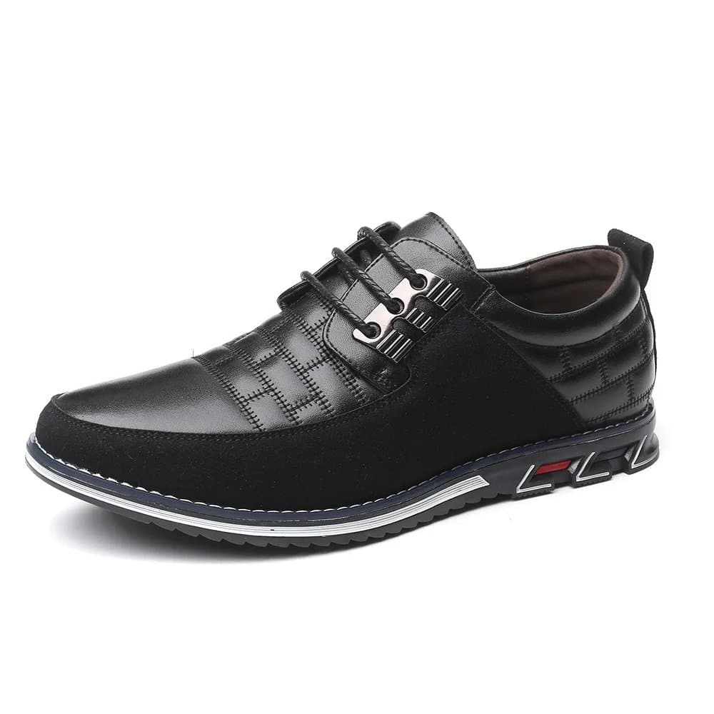 Men's Casual Lace-Up Leather Shoes, Size 48