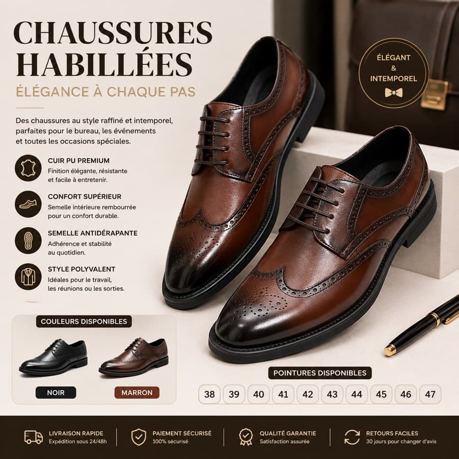 Men's brogue-style leather shoes