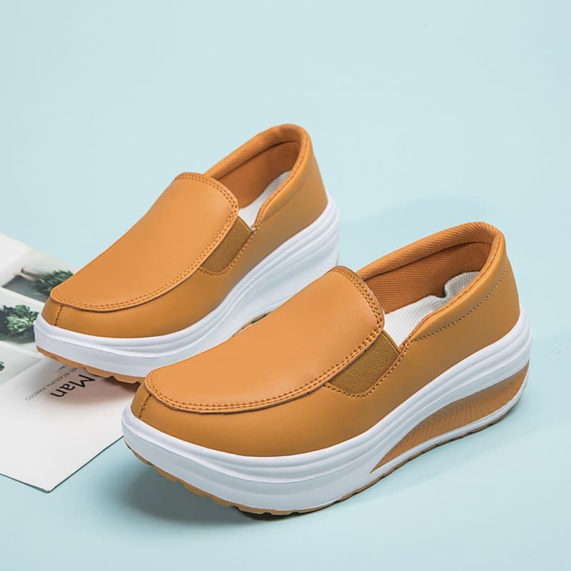 Platform Loafers Chunky Heel — Women's Walking Sneakers