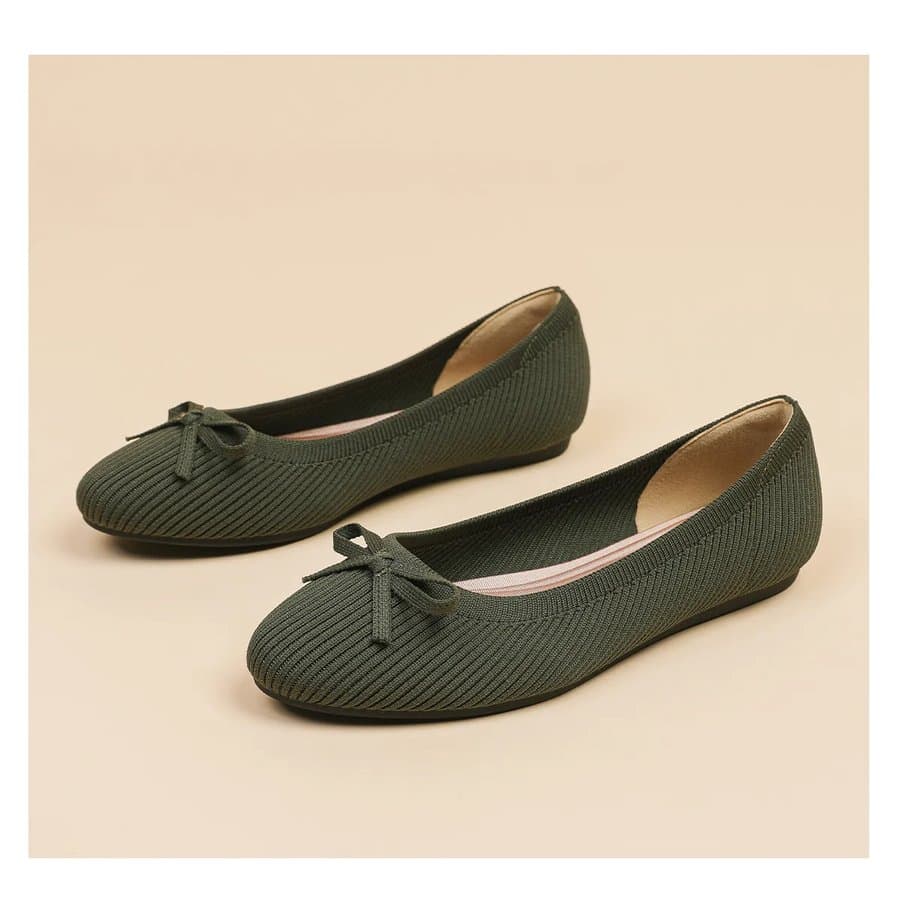 Women's Round Toe Bow Flat Pumps, Wide Sizes