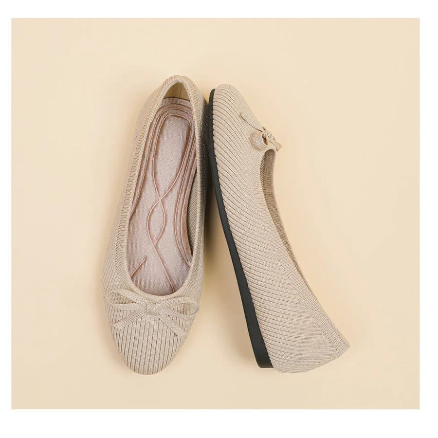 Women's Round Toe Bow Flat Pumps, Wide Sizes