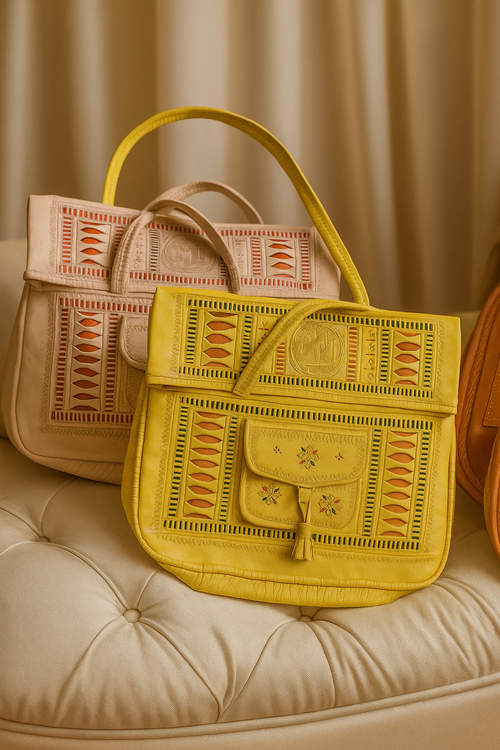 Handcrafted Moroccan Leather Bag   Colorful Berber Embroidery