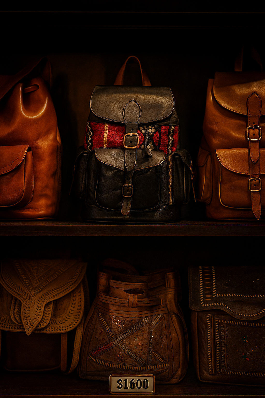 Luxury Moroccan Leather Backpack   Handcrafted Berber Design