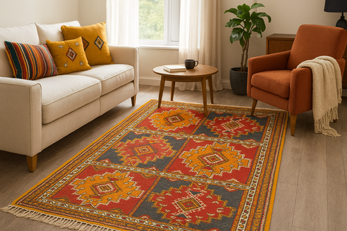 Authentic wool rug made by Berber artisans.