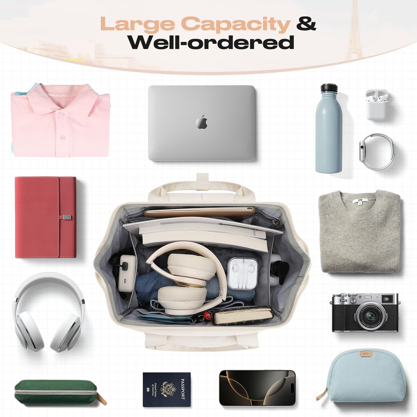 : Laptop Backpack, Water Resistant, Carry-On, Insulated Lunch Box.