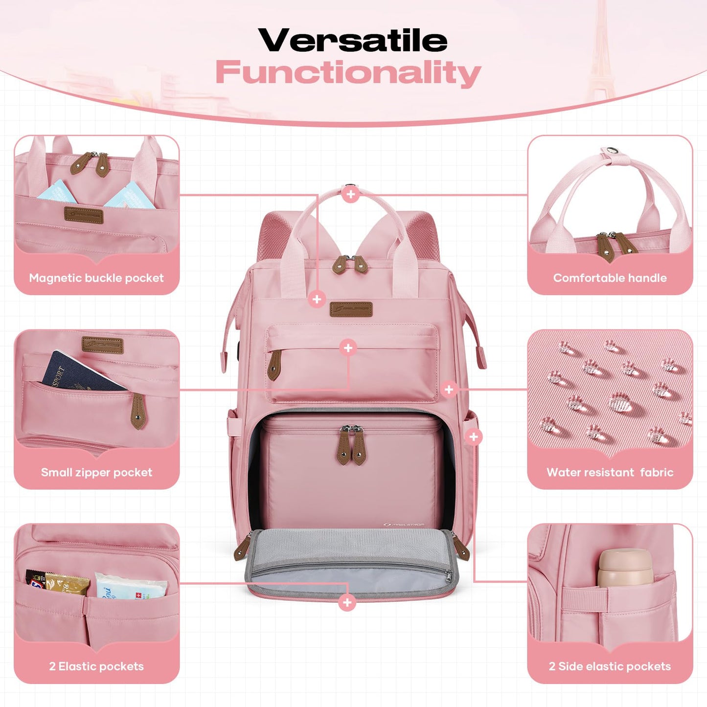 : Laptop Backpack, Water Resistant, Carry-On, Insulated Lunch Box.