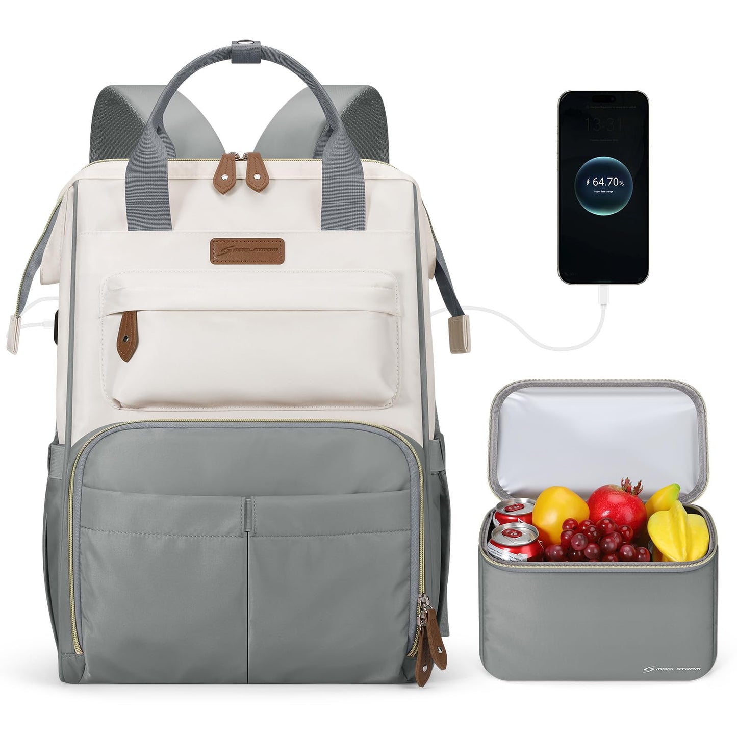: Laptop Backpack, Water Resistant, Carry-On, Insulated Lunch Box.
