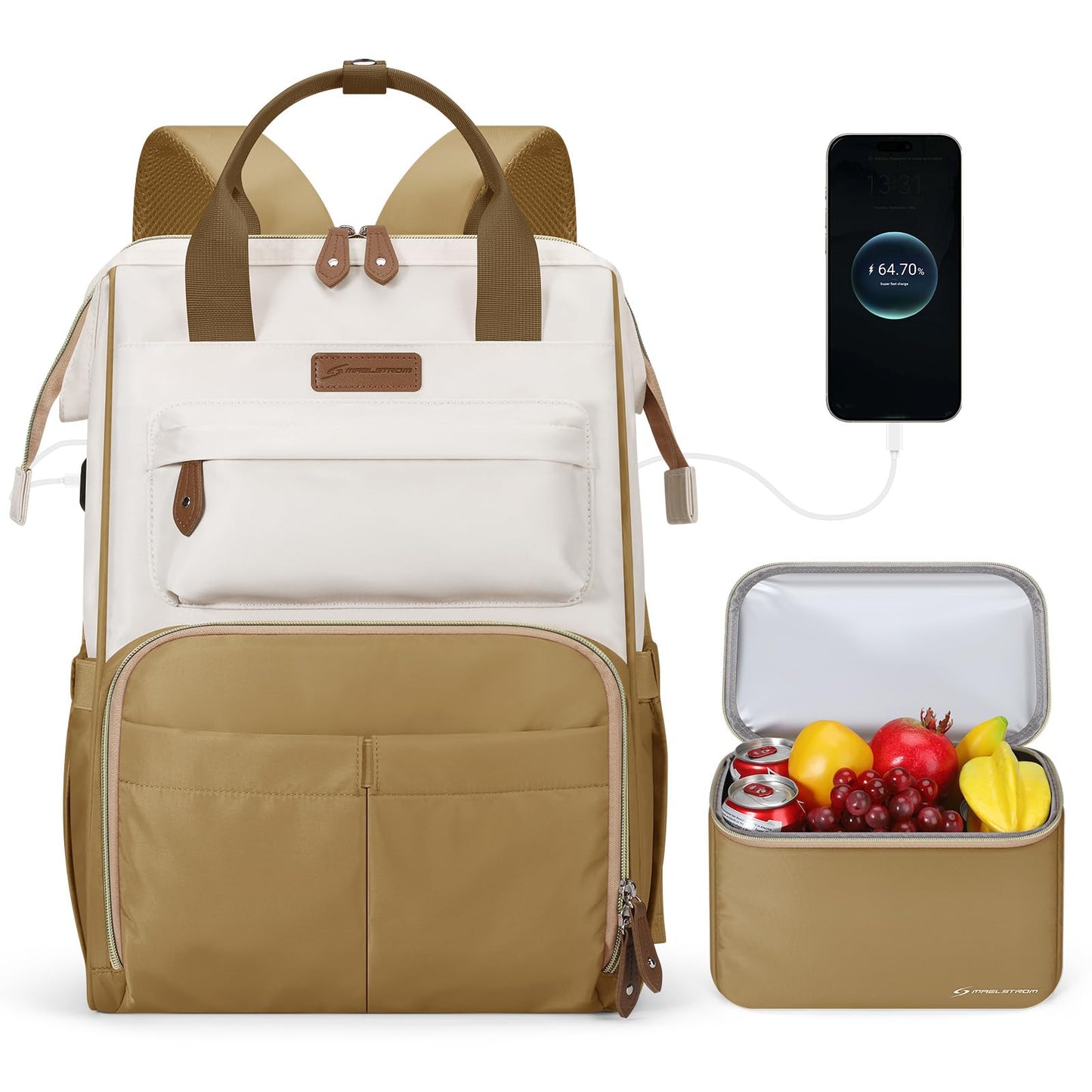 : Laptop Backpack, Water Resistant, Carry-On, Insulated Lunch Box.