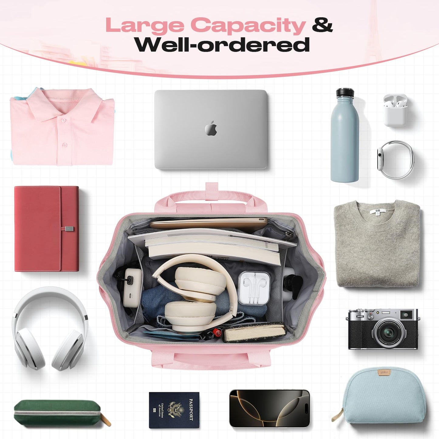 : Laptop Backpack, Water Resistant, Carry-On, Insulated Lunch Box.