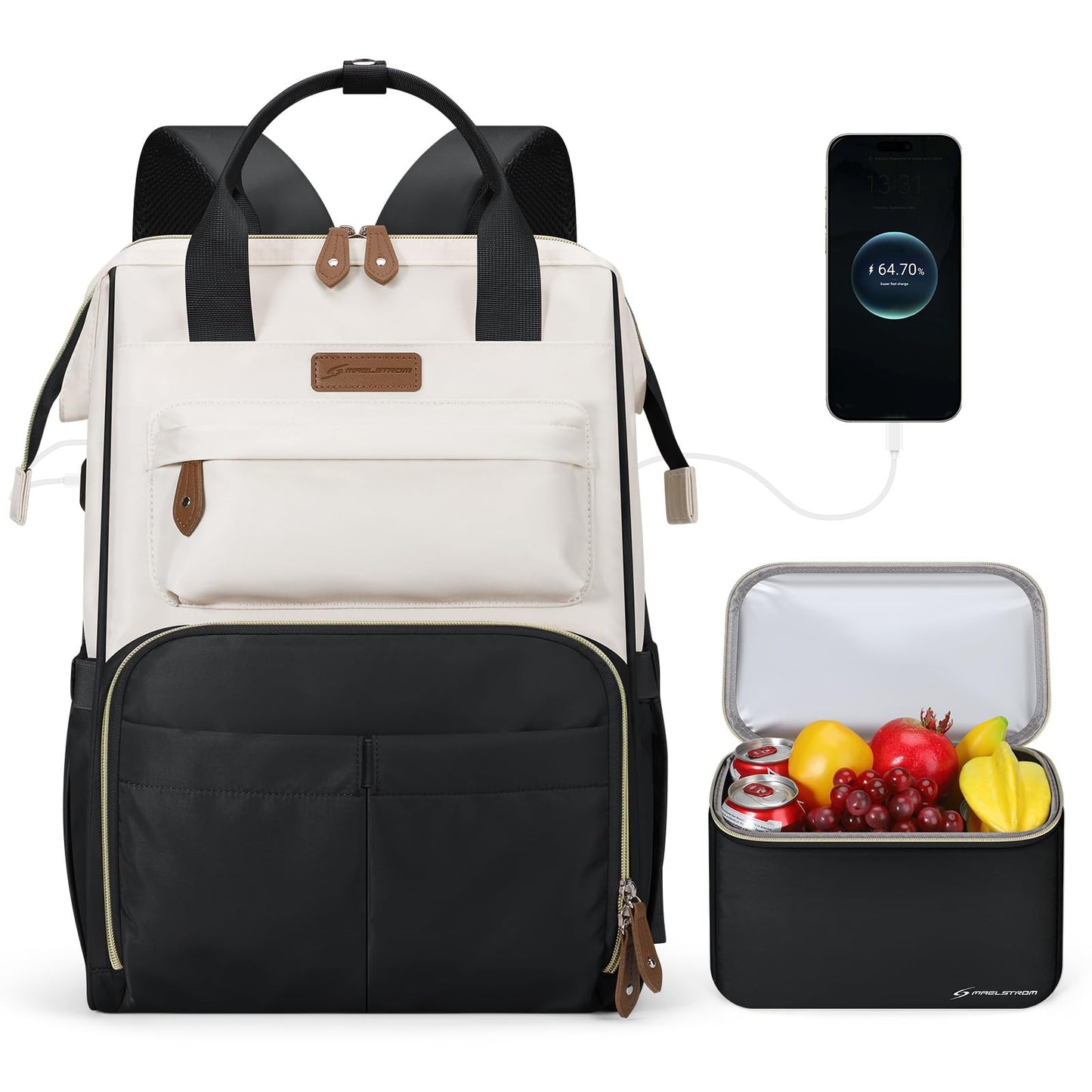 : Laptop Backpack, Water Resistant, Carry-On, Insulated Lunch Box.