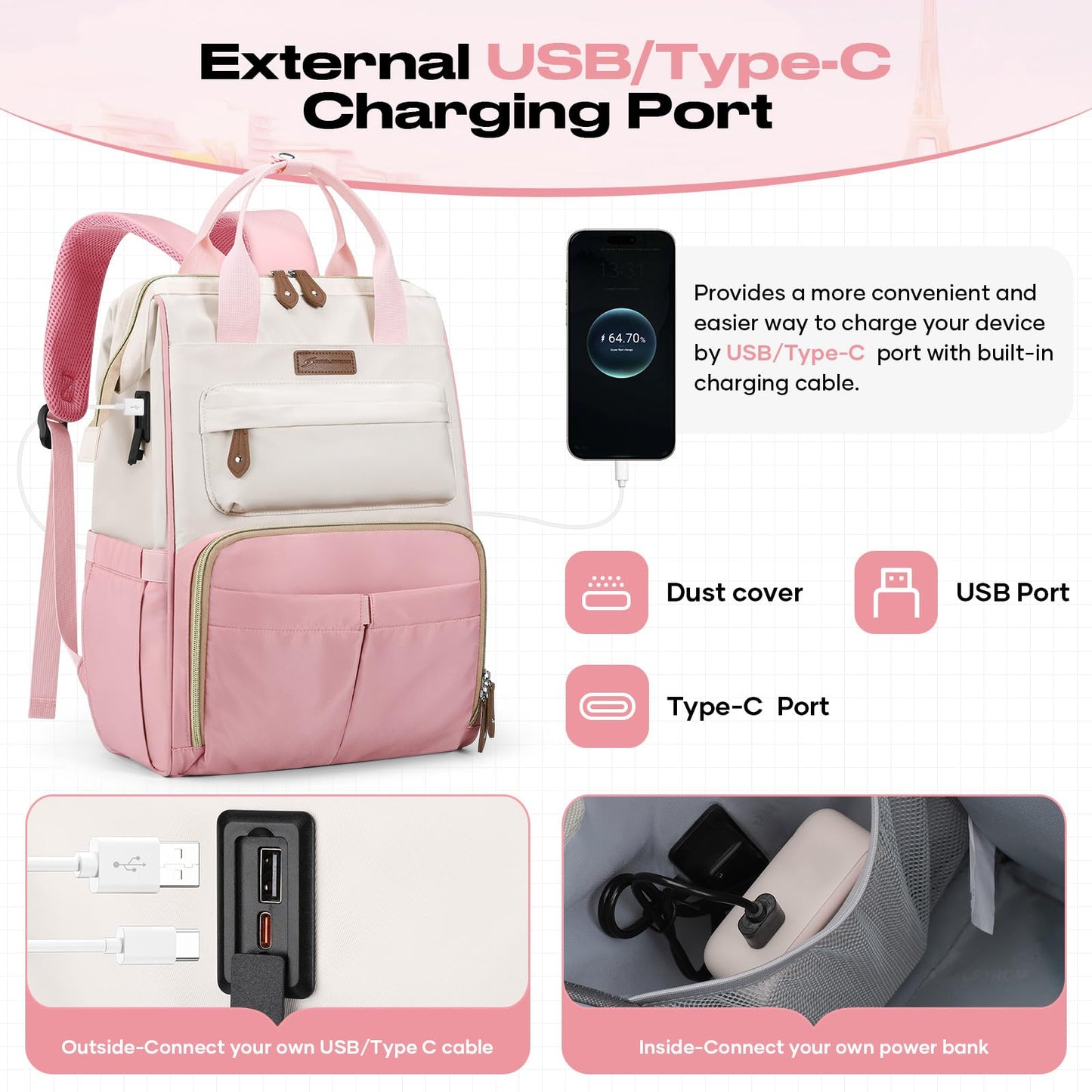 : Laptop Backpack, Water Resistant, Carry-On, Insulated Lunch Box.