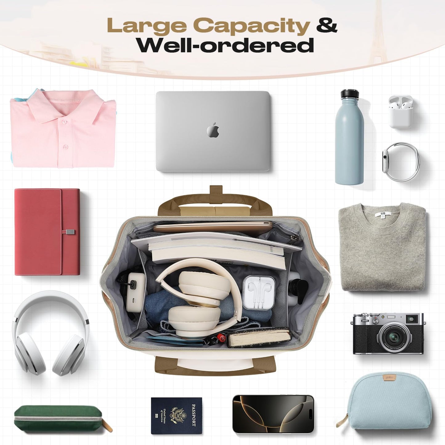 : Laptop Backpack, Water Resistant, Carry-On, Insulated Lunch Box.
