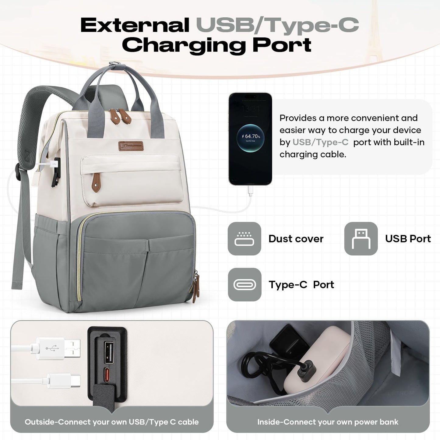 : Laptop Backpack, Water Resistant, Carry-On, Insulated Lunch Box.