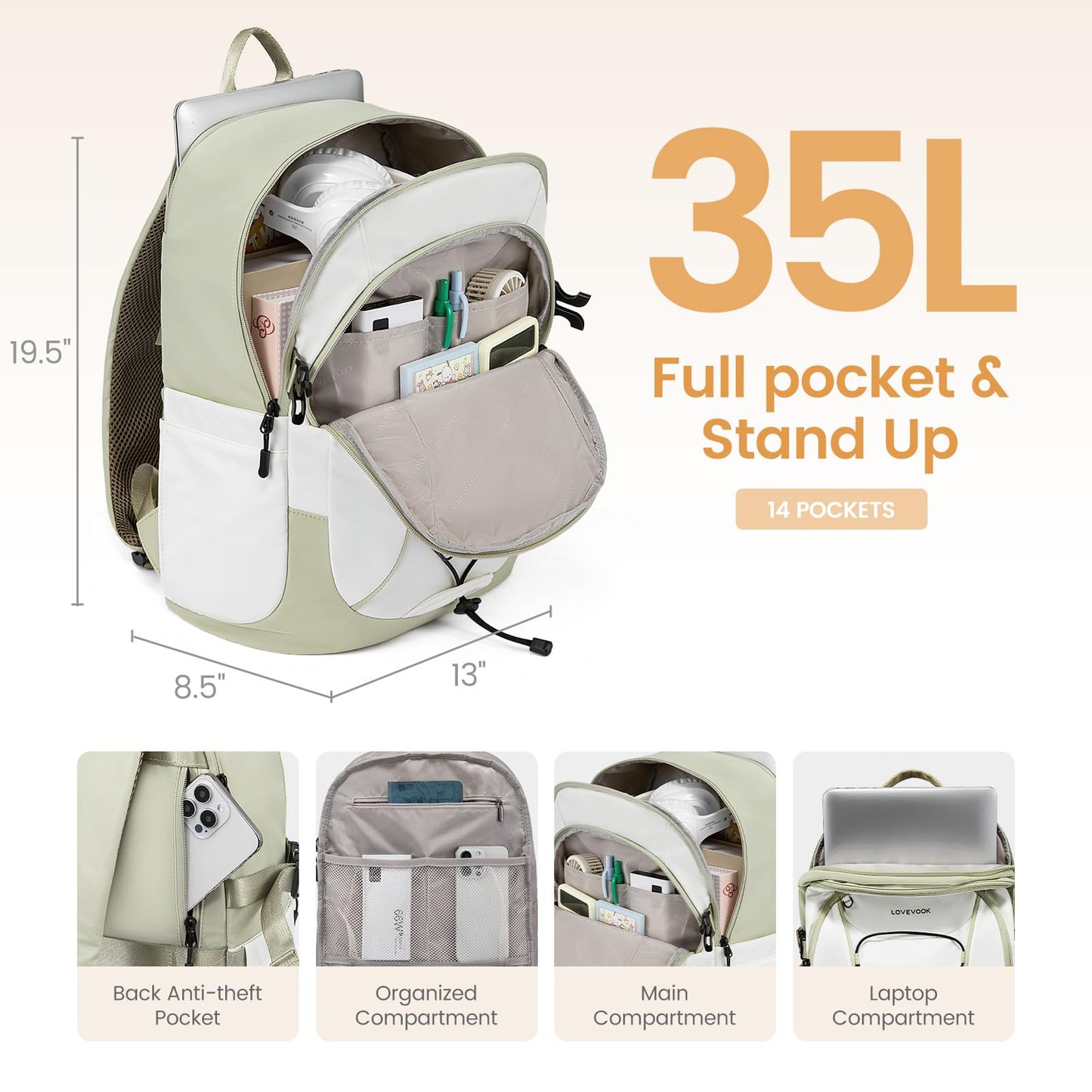 15.6'' Waterproof Laptop Backpack – Lightweight Travel & Work Bag