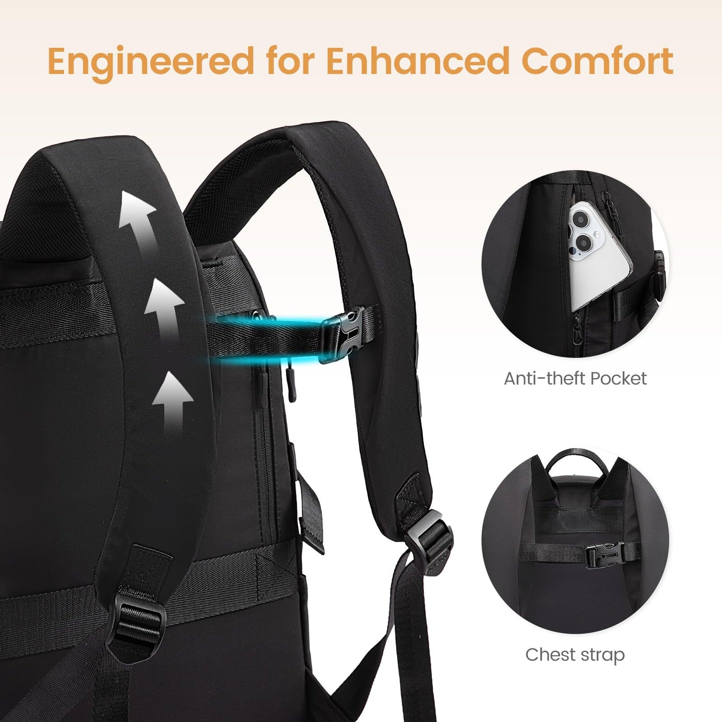 15.6'' Waterproof Laptop Backpack – Lightweight Travel & Work Bag