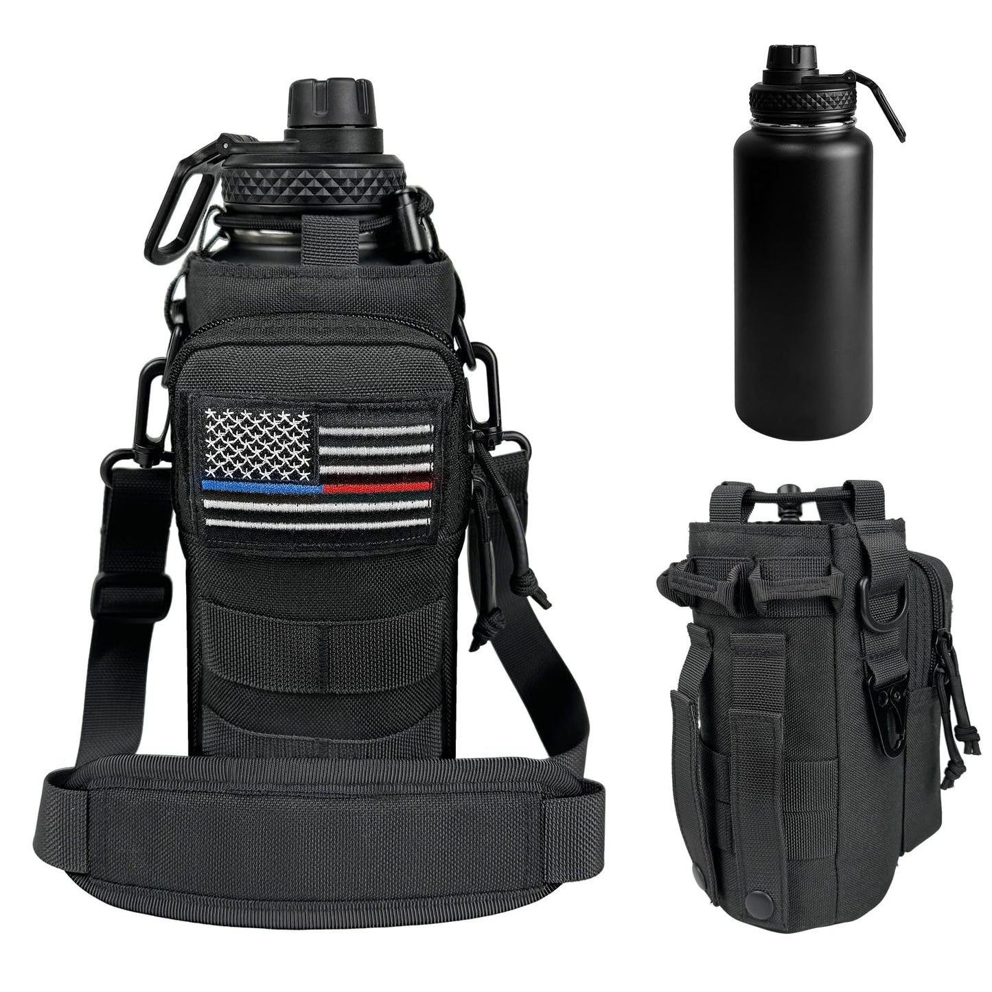 32oz Insulated Water Bottle with Camo Sleeve – Military Green