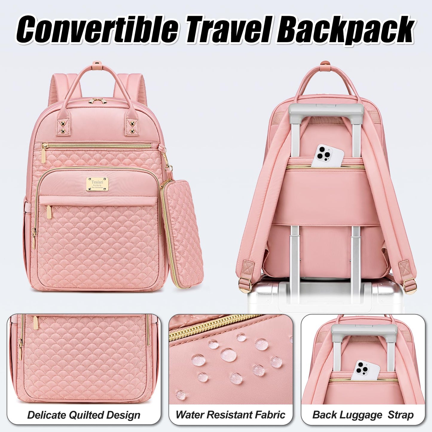 Tealari Women’s 15.6″ Laptop Backpack – Pink