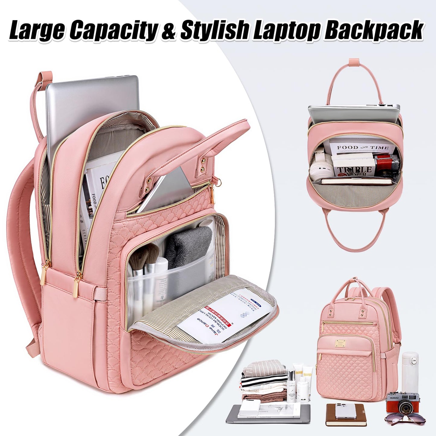 Tealari Women’s 15.6″ Laptop Backpack – Pink
