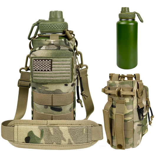 32oz Insulated Water Bottle with Camo Sleeve – Military Green
