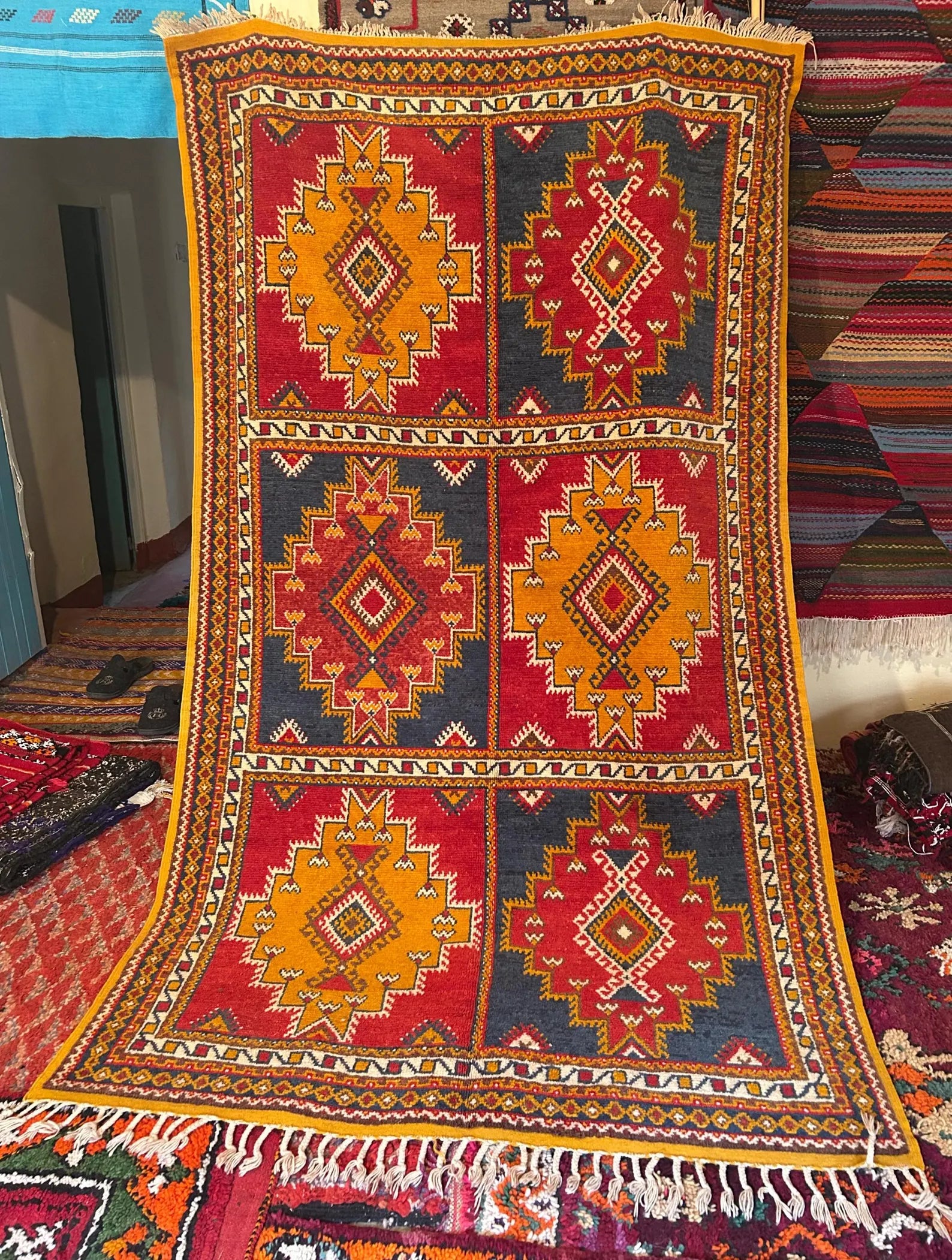 Authentic wool rug made by Berber artisans.